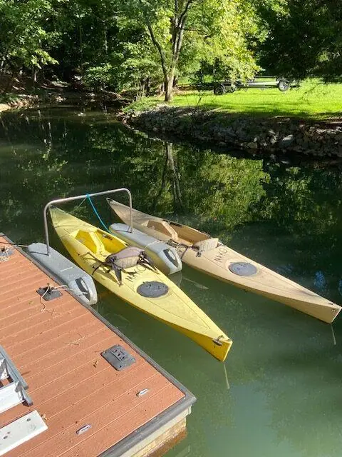 Yak-A-Launcher portable kayak dock installed on floating dock